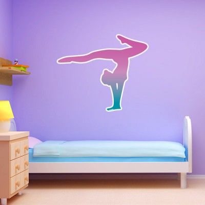 Pink & Green Handstand Silhouette