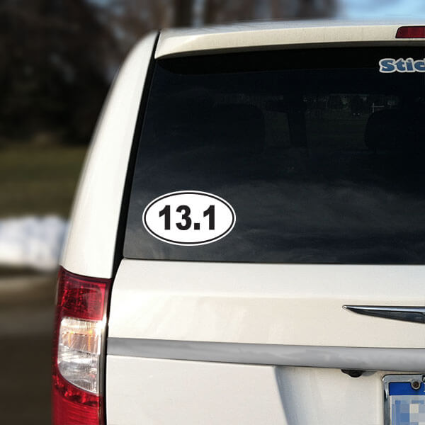13.1 Half Marathon Oval Car Decal 2-Pack - 2x3 Inch Black Vinyl Stickers