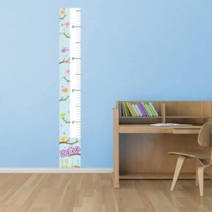 Patterned Birds Growth Chart on wall