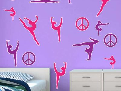 Gymnast 2 Color Silhouettes Restickable Wall Decor