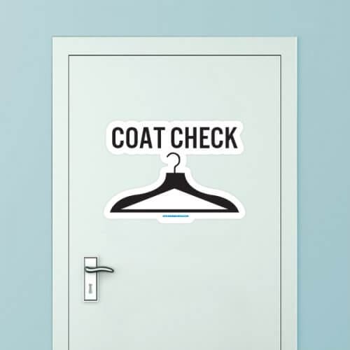 Coat Check Custom Door Graphic Sticker Genius