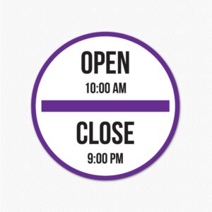 store hours circle sign open close removable graphic