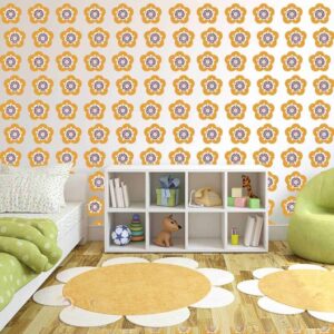 sassy flower wallpaper wall graphics room decor orange