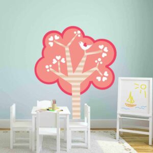 pink tree hearts wall graphic sticker restickable room decor